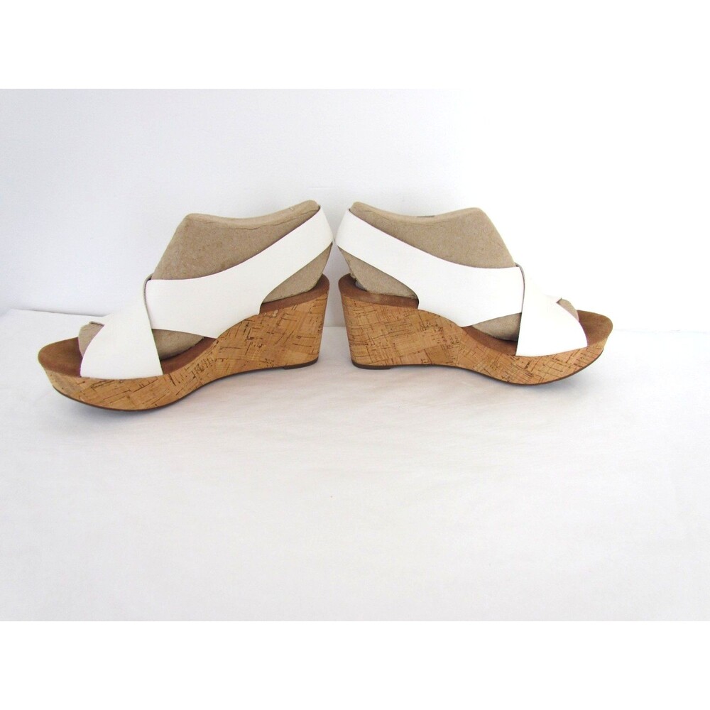 Clarks Artisan Caslynn Shae White Leather Cork Wedge Sandals 7 Med NIB RARE - Picture 9 of 16